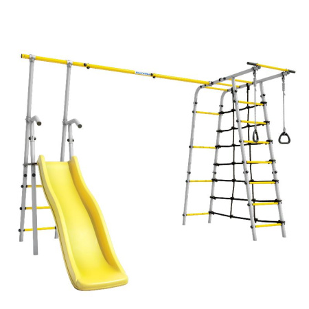 Детский спортивный комплекс для дачи ROMANA Богатырь Плюс 2 NEW (серый/желтый | Без качелей)