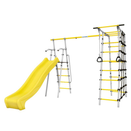 Детский спортивный комплекс для дачи ROMANA Богатырь MAX (Цвет серый/желтый | Качели Без качелей)