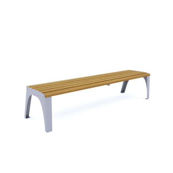 Скамья "Кипарис" без спинки 20 (светлое дерево T1802+серый металл) (анкерное)